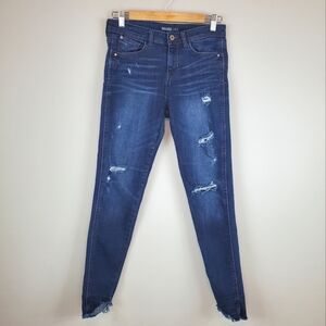 Zara Basic Z1975 Denim Size 4 Darkwash Ripped Skinny Jeans